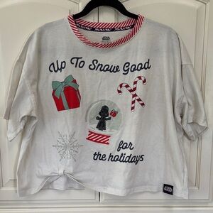 Star Wars White Holiday Graphic Tee with Red Accents